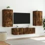 TV wall furniture with LED 4 pieces engineered wood smoked oak by , TV Furniture - Ref: Foro24-3216850, Price: 192,22 €, Disc...