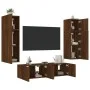 TV wall furniture with LED 6 pieces oak brown engineered wood by , TV Furniture - Ref: Foro24-3216838, Price: 227,17 €, Disco...