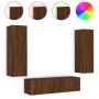 Muebles TV pared con LED 6 pzas madera ingeniería marrón roble de , Muebles TV - Ref: Foro24-3216838, Precio: 229,39 €, Descu...