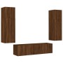 Muebles TV pared con LED 6 pzas madera ingeniería marrón roble de , Muebles TV - Ref: Foro24-3216838, Precio: 229,21 €