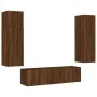 TV wall furniture with LED 6 pieces oak brown engineered wood by , TV Furniture - Ref: Foro24-3216838, Price: 227,17 €, Disco...