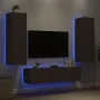 TV wall furniture with LED 6 pieces oak brown engineered wood by , TV Furniture - Ref: Foro24-3216838, Price: 227,17 €, Disco...