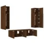 TV wall furniture with LED 6 pieces oak brown engineered wood by , TV Furniture - Ref: Foro24-3216838, Price: 227,17 €, Disco...