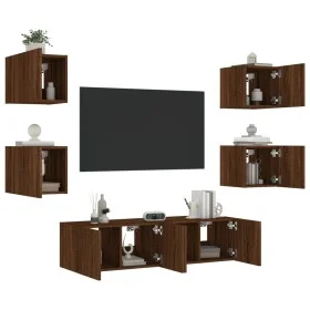 TV-Wandmöbel mit LED, 6-teilig, Eichenbraun, Holzwerkstoff von , TV-Möbel - Ref: Foro24-3216859, Preis: 185,95 €, Rabatt: %