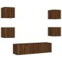 TV wall furniture with LED 6 pieces oak brown engineered wood by , TV Furniture - Ref: Foro24-3216859, Price: 185,95 €, Disco...