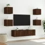 TV wall furniture with LED 6 pieces oak brown engineered wood by , TV Furniture - Ref: Foro24-3216859, Price: 185,95 €, Disco...