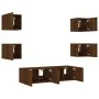 TV wall furniture with LED 6 pieces oak brown engineered wood by , TV Furniture - Ref: Foro24-3216859, Price: 185,95 €, Disco...