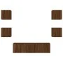 TV wall furniture with LED 6 pieces oak brown engineered wood by , TV Furniture - Ref: Foro24-3216859, Price: 185,95 €, Disco...