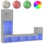 TV-Wandmöbel mit LED, 4-teilig, Betongrau, Holzwerkstoff von , TV-Möbel - Ref: Foro24-3216664, Preis: 157,43 €, Rabatt: %