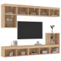TV-Wandmöbel mit LED, 8-teilig, Holzwerkstoff, Sonoma-Eiche von , TV-Möbel - Ref: Foro24-3216670, Preis: 214,39 €, Rabatt: %