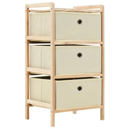 Storage shelf with 3 beige cedar wood fabric baskets by vidaXL, Lockers and storage cabinets - Ref: Foro24-246433, Price: 31,...