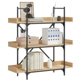 Bookcase with 3 shelves engineered oak wood 100x33x108.5 cm by , Bookcases and shelves - Ref: Foro24-837688, Price: 64,03 €, ...