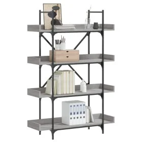 Bookcase with 4 shelves gray Sonoma wood 100x33x145.5 cm by , Bookcases and shelves - Ref: Foro24-837695, Price: 84,76 €, Dis...