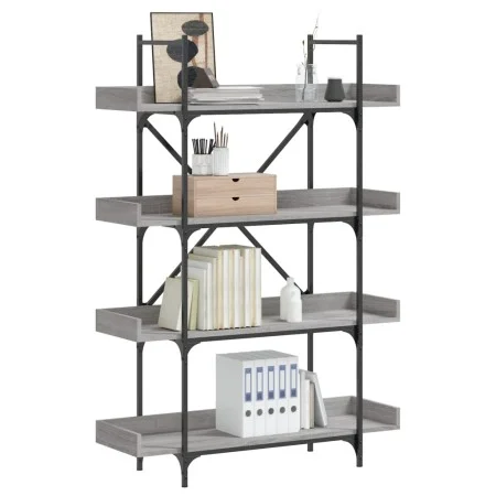 Librería de 4 estantes madera gris Sonoma 100x33x145,5 cm de , Librerías y estanterías - Ref: Foro24-837695, Precio: 84,75 €,...