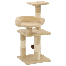 Rascador para gatos con postes de sisal 65 cm beige