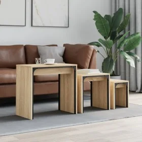 Stackable coffee tables 3 pieces engineered wood Sonoma oak by , Coffee table - Ref: Foro24-837823, Price: 47,04 €, Discount: %