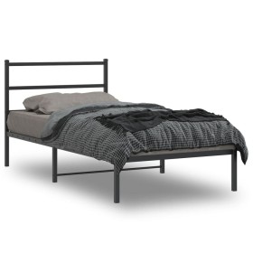 Estructura de cama con cabecero metal negro 100x190 cm de , Camas y somieres - Ref: Foro24-355359, Precio: 61,38 €, Descuento: %
