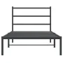 Bed frame with black metal headboard 100x190 cm by , Beds and slatted bases - Ref: Foro24-355359, Price: 60,48 €, Discount: %
