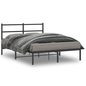 Bettgestell mit schwarzem Metallkopfteil 140x190 cm von , Betten und Lattenroste - Ref: Foro24-355365, Preis: 90,96 €, Rabatt: %