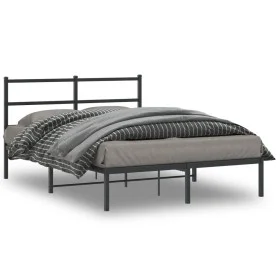 Bettgestell mit schwarzem Metallkopfteil 140x190 cm von , Betten und Lattenroste - Ref: Foro24-355365, Preis: 89,56 €, Rabatt: %