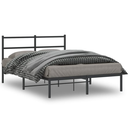 Estructura de cama con cabecero metal negro 140x190 cm de , Camas y somieres - Ref: Foro24-355365, Precio: 90,86 €, Descuento: %