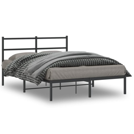 Estructura de cama con cabecero metal negro 140x190 cm