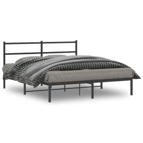Bed frame with black metal headboard 150x200 cm by , Beds and slatted bases - Ref: Foro24-355367, Price: 91,75 €, Discount: %