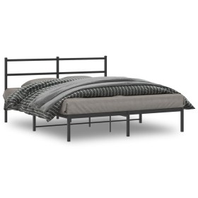 Bettgestell mit schwarzem Metallkopfteil 150x200 cm von , Betten und Lattenroste - Ref: Foro24-355367, Preis: 93,36 €, Rabatt: %