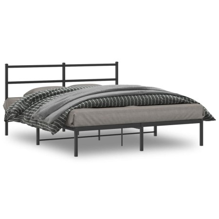 Estructura de cama con cabecero metal negro 150x200 cm de , Camas y somieres - Ref: Foro24-355367, Precio: 93,27 €, Descuento: %