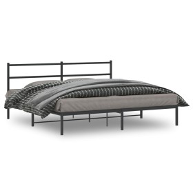 Bed frame with black metal headboard 193x203 cm by , Beds and slatted bases - Ref: Foro24-355371, Price: 104,17 €, Discount: %