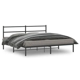 Estructura de cama con cabecero metal negro 193x203 cm de , Camas y somieres - Ref: Foro24-355371, Precio: 102,64 €, Descuent...