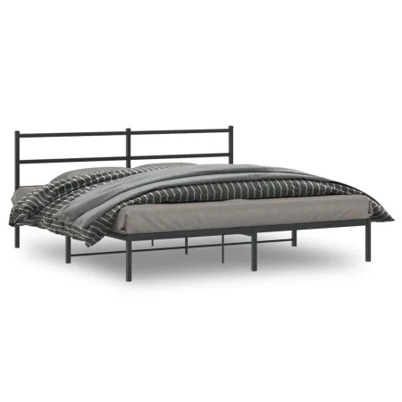 Bed frame with black metal headboard 193x203 cm by , Beds and slatted bases - Ref: Foro24-355371, Price: 102,64 €, Discount: %