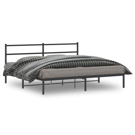 Estructura de cama con cabecero metal negro 193x203 cm de , Camas y somieres - Ref: Foro24-355371, Precio: 104,08 €, Descuent...