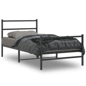 Bed frame with headboard and black metal footboard 100x200cm by , Beds and slatted bases - Ref: Foro24-355378, Price: 68,67 €...