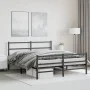 Bed frame with headboard and black metal footboard 160x200cm by , Beds and slatted bases - Ref: Foro24-355386, Price: 106,84 ...
