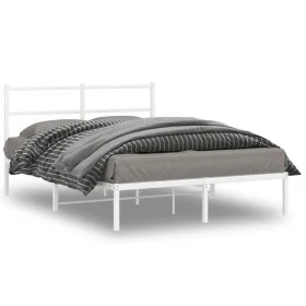 Metal bed frame with white headboard 140x190 cm by , Beds and slatted bases - Ref: Foro24-355414, Price: 83,15 €, Discount: %