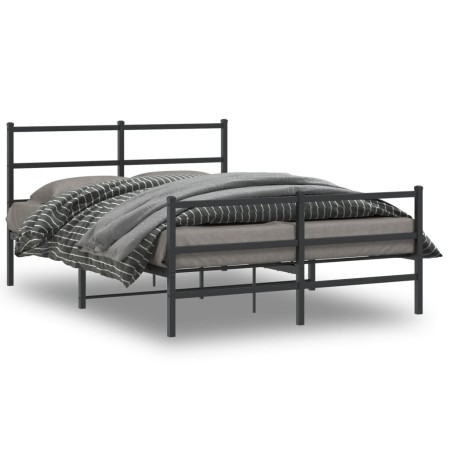 Estructura de cama con cabecero y estribo metal negro 140x200cm de , Camas y somieres - Ref: Foro24-355384, Precio: 94,74 €, ...