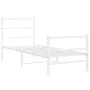 Metal bed frame with headboard and white footboard 80x200 cm by , Beds and slatted bases - Ref: Foro24-355423, Price: 65,11 €...