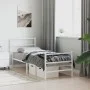 Metal bed frame with headboard and white footboard 80x200 cm by , Beds and slatted bases - Ref: Foro24-355423, Price: 65,11 €...