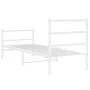 Metal bed frame with headboard and white footboard 80x200 cm by , Beds and slatted bases - Ref: Foro24-355423, Price: 65,11 €...