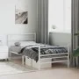 Metal bed frame with headboard and white footboard 107x203 cm by , Beds and slatted bases - Ref: Foro24-355428, Price: 74,75 ...