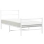 Bettgestell aus Metall mit Kopfteil und weißem Fußteil 107x203 cm von , Betten und Lattenroste - Ref: Foro24-355428, Preis: 7...