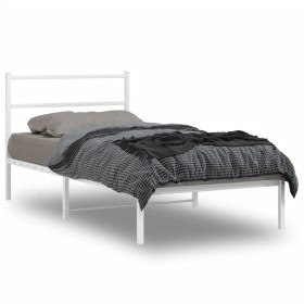 Metal bed frame with white headboard 100x200 cm by , Beds and slatted bases - Ref: Foro24-355409, Price: 63,95 €, Discount: %