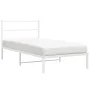 Metal bed frame with white headboard 100x200 cm by , Beds and slatted bases - Ref: Foro24-355409, Price: 62,99 €, Discount: %