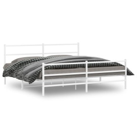 Estructura cama metal con cabecero y estribo blanco 183x213 cm