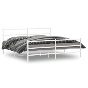 Metallbettgestell mit Kopfteil und weißem Fußteil 183x213 cm von , Betten und Lattenroste - Ref: Foro24-355437, Preis: 101,92...