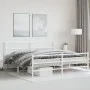 Metal bed frame with headboard and white footboard 183x213 cm by , Beds and slatted bases - Ref: Foro24-355437, Price: 100,61...
