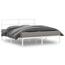 Bettgestell aus Metall mit weißem Kopfteil 150x200 cm von , Betten und Lattenroste - Ref: Foro24-355416, Preis: 88,73 €, Raba...
