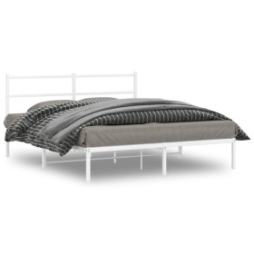 Bettgestell aus Metall mit weißem Kopfteil 150x200 cm von , Betten und Lattenroste - Ref: Foro24-355416, Preis: 90,01 €, Raba...