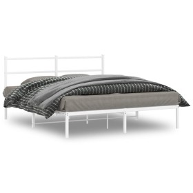 Estructura de cama de metal con cabecero blanca 150x200 cm